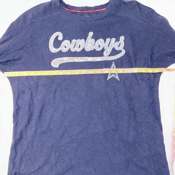 NFL x Tommy Hilfiger Cowboys football long sleeve T Shirt Sequined Size Medium - Picture 8 of 9